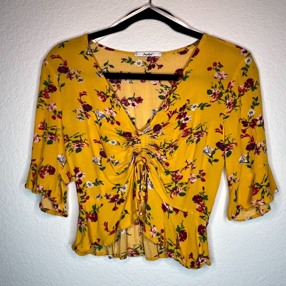 Floral Ruched Detail Top